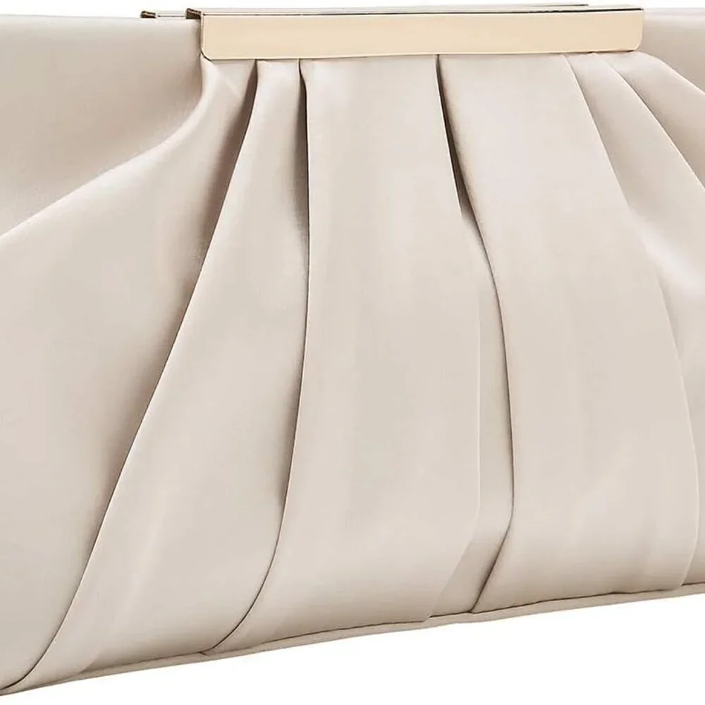 Evening Clutch Satin Pleated Formal Handbag Crossbody Compact for Women